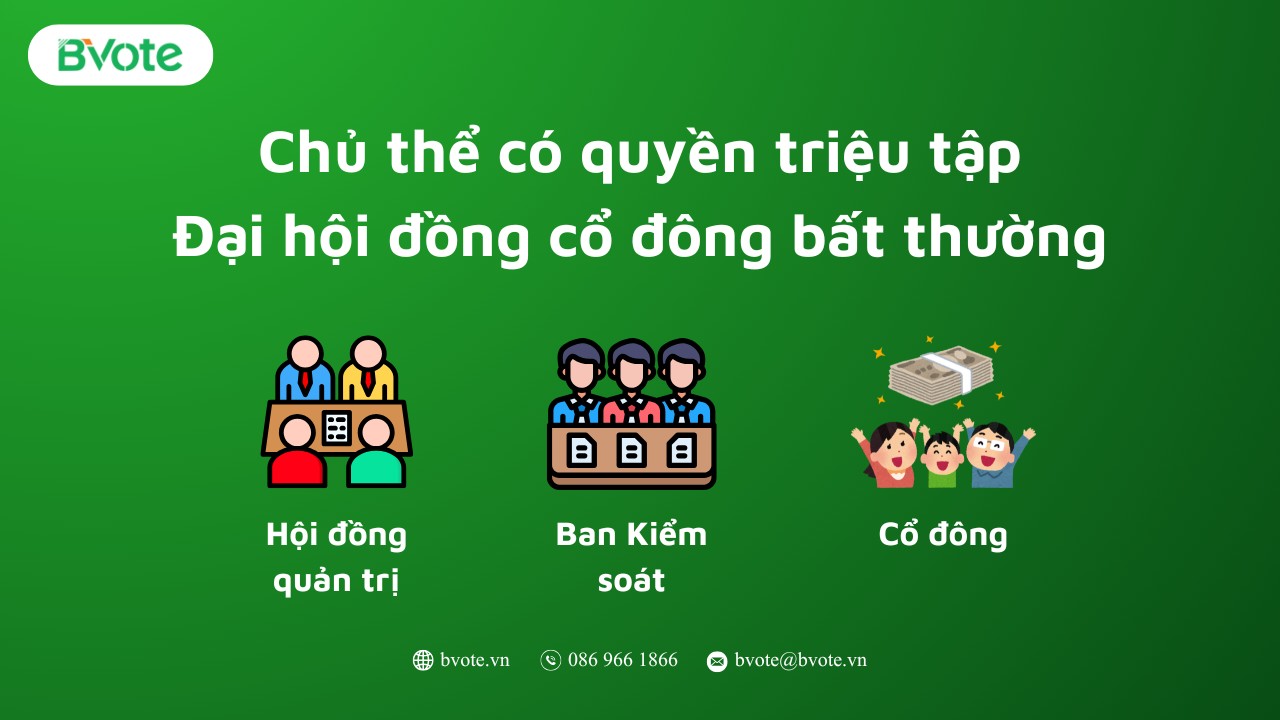 Ai có quyền triệu tập Đại hội cổ đông bất thường? Quy định mới nhất 7 Chủ thể có quyền triệu tập Đại hội đồng cổ đông bất thường